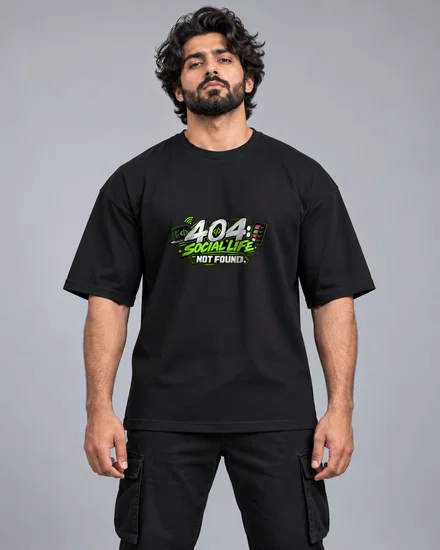 404 - Social Life Not Found printed T-shirt for men and women