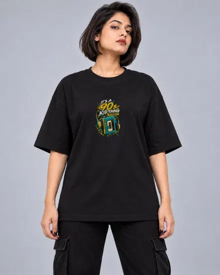 90s Kid Cassette Player printed T-shirt for men and women