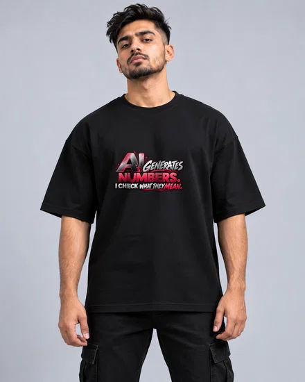 AI Generates Numbers. I Check What They Mean printed T-shirt for men and women