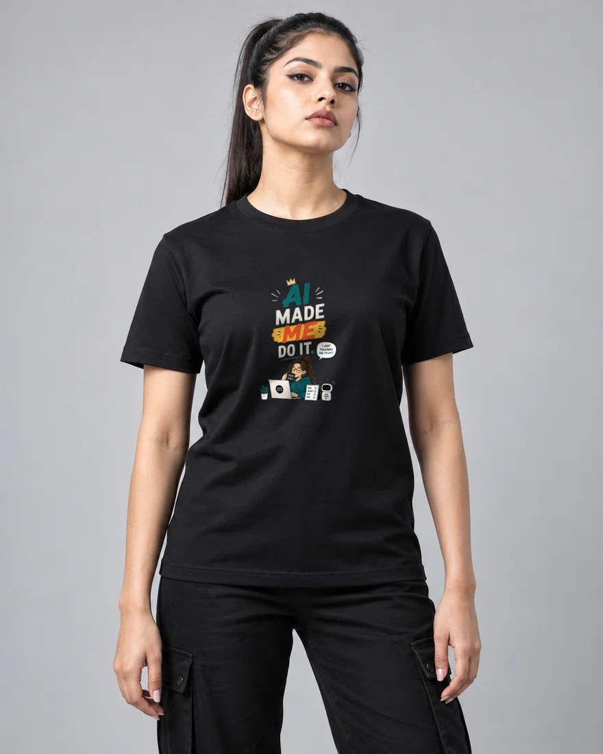 AI Made Me Do It printed T-shirt, black