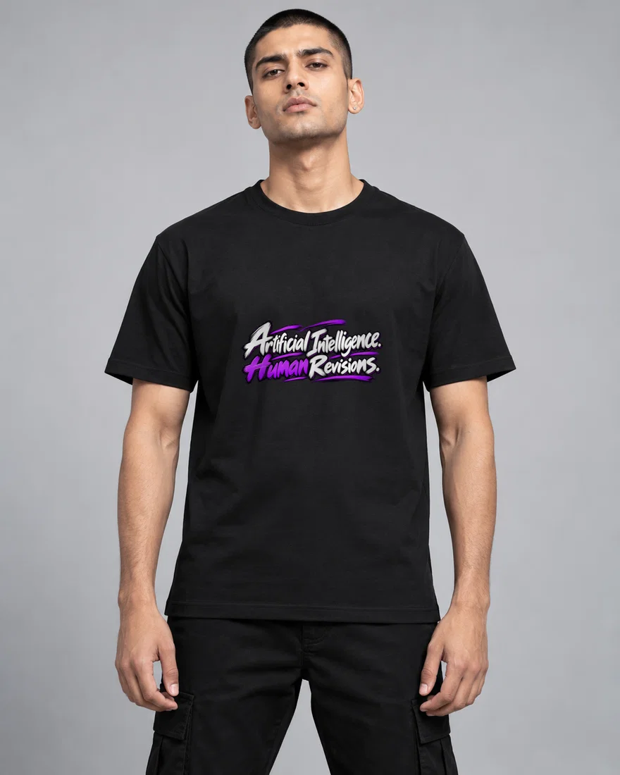 Artificial Intelligence. Human Revisions printed T-shirt, black
