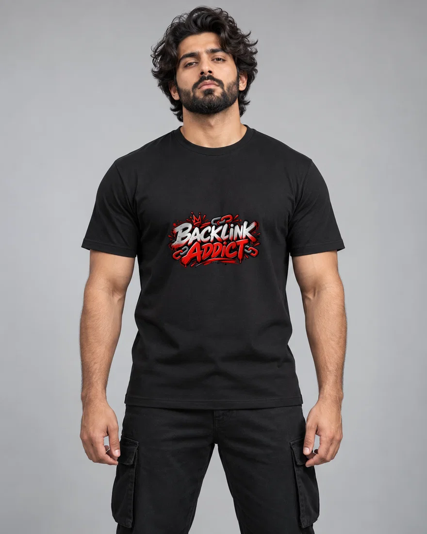 Backlink Addict printed T-shirt, black