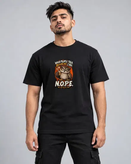Before My Chai Owl printed T-shirt for men