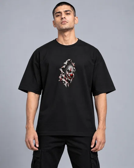 Bloody Clown Ripping Through Paper printed T-shirt for men and women