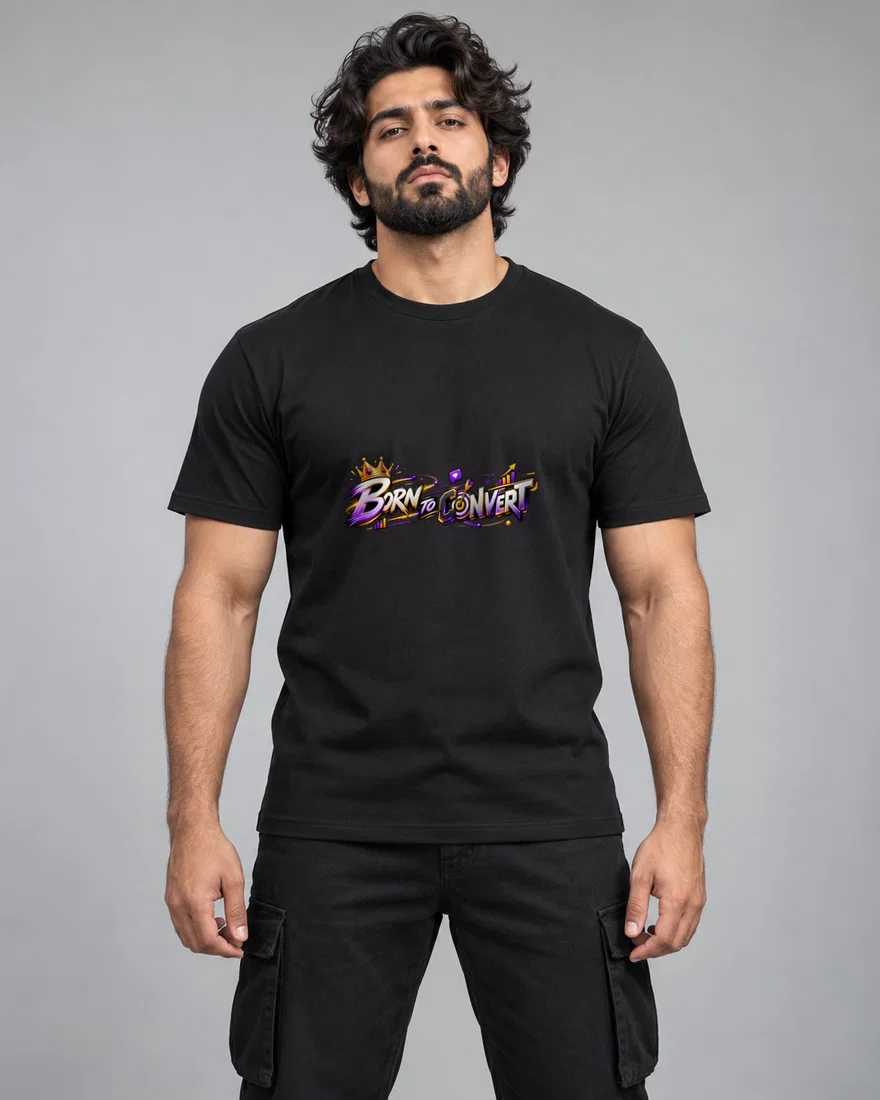 Born To Convert printed T-shirt, black