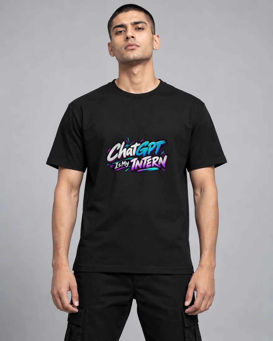 ChatGPT Is My Intern printed T-shirt, black
