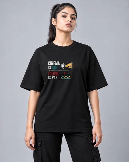 Cinema is art. Editing is war printed T-shirt for men and women