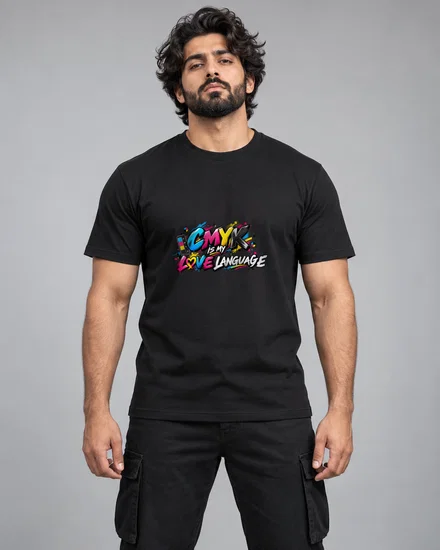 CMYK Is My Love Language printed T-shirt for men