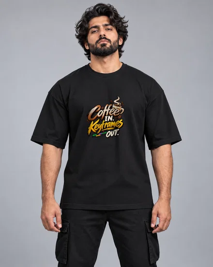 Coffee In Keyframe Out printed T-shirt for men and women