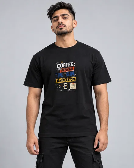 Coffee the official plugin of animation printed T-shirt for men