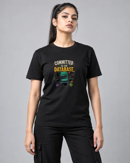 Committed to the database printed T-shirt for men and women