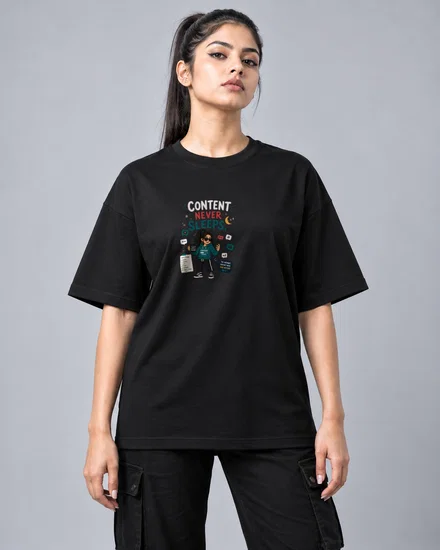 Content never sleeps printed T-shirt for men and women