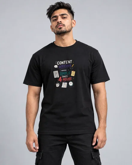 ContentWritingWhereSimpleTakes4Hours printed T-shirt for men