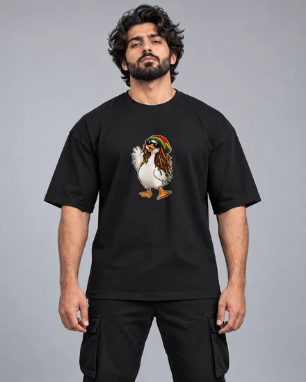 Cool Rasta Goose Sticker printed T-shirt for men and women