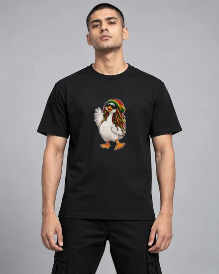 Cool Rasta Goose Sticker printed T-shirt for men