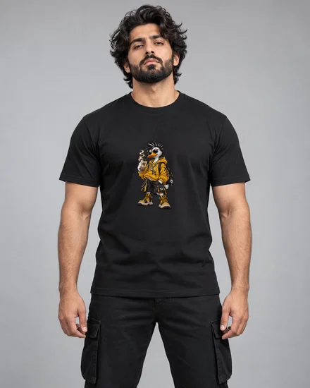 Cool Urban Duck With Bubble Tea printed T-shirt for men