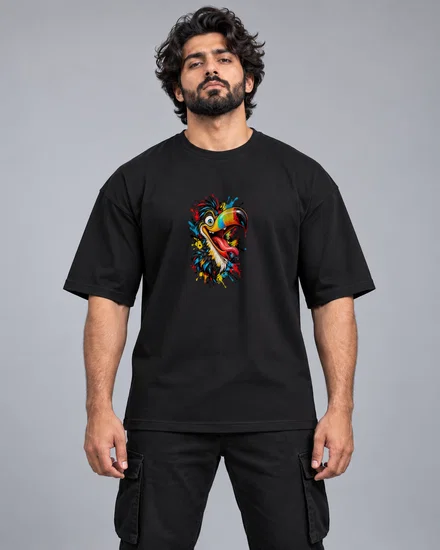 Crazy Rainbow Toucan Splash printed T-shirt for men and women