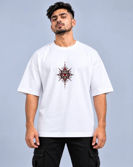Crimson All-Seeing Eye Mandala printed T-shirt for men and women