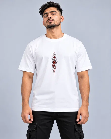 Crimson Orb Filigree Totem printed T-shirt for men