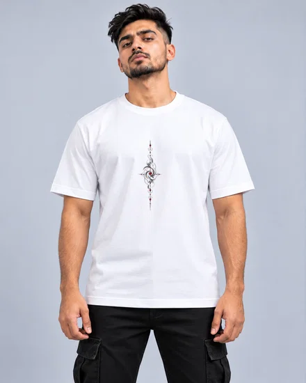 Crimson Ornamental Spine Emblem printed T-shirt for men