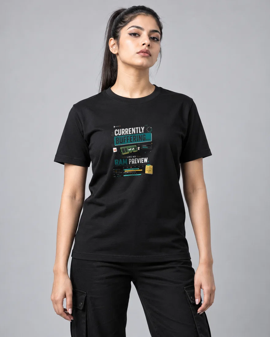 Currently buffering… like my RAM preview printed T-shirt, black
