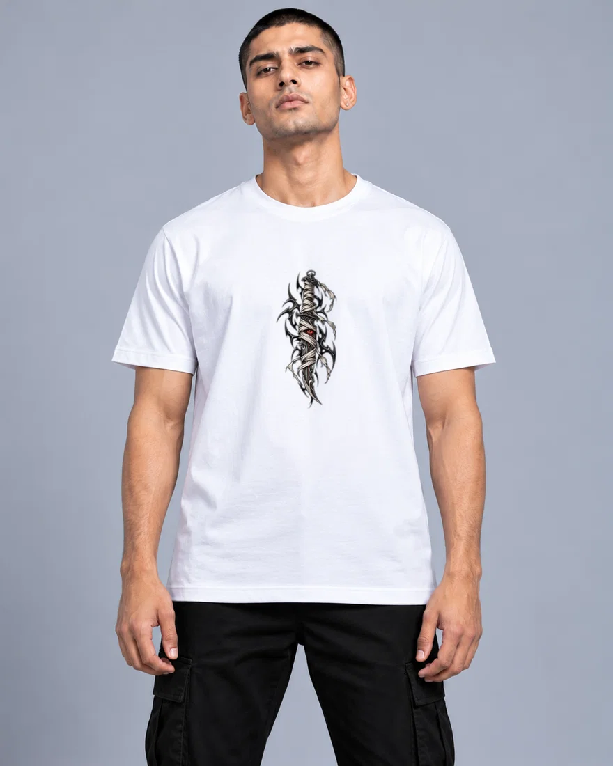 Cursed Red-Eyed Wrapped Dagger printed T-shirt, white