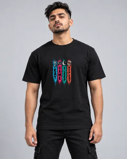 Eat Game Sleep Repeat Grunge Poster printed T-shirt for men and women