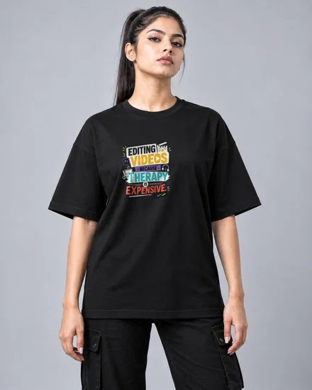 Editing videos because therapy is expensive printed T-shirt for men and women