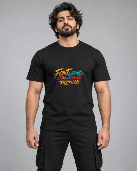 Font Choice - A Life-Or-Death Decision printed T-shirt for men