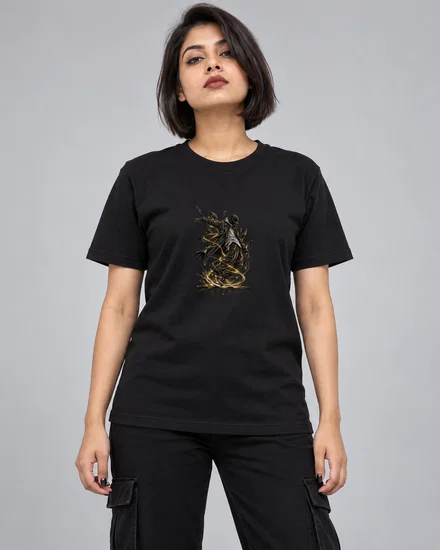 Golden Shard Glide Dancer printed T-shirt for women