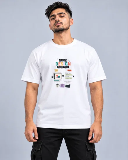 Good Design Takes Time. Clients Take Longer printed T-shirt for men