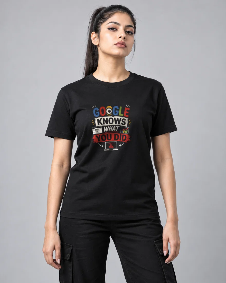 Google Knows What You Did printed T-shirt, black