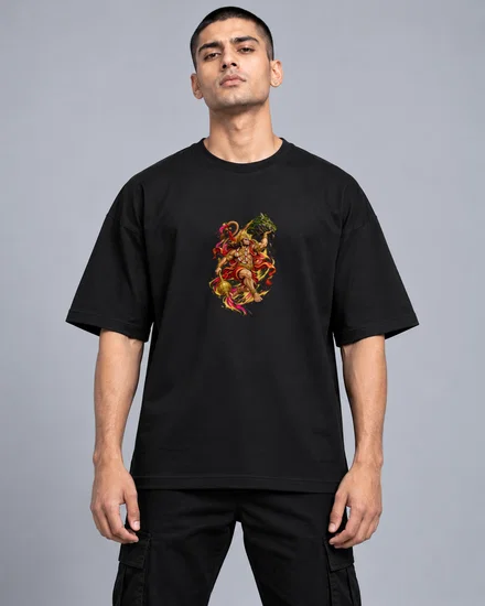 Hanuman's Leaping Mountain Quest printed T-shirt for men and women