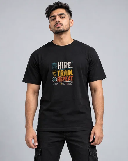 Hire. Train. Repeat printed T-shirt for men