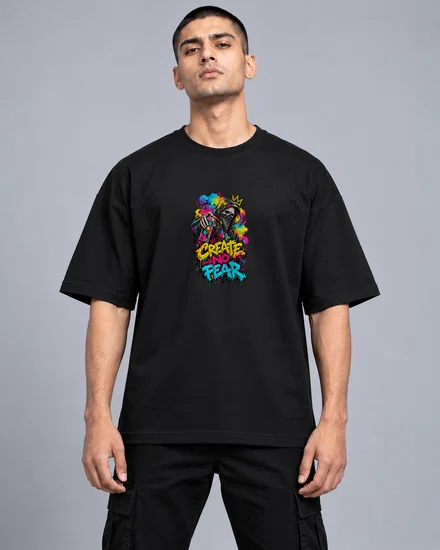 Hooded Skeleton Graffiti - Create No Fear printed T-shirt for men and women
