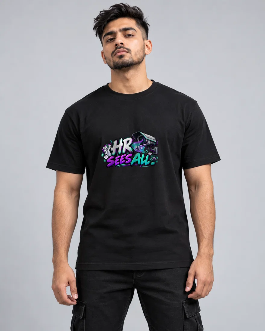 HR Sees All printed T-shirt, black