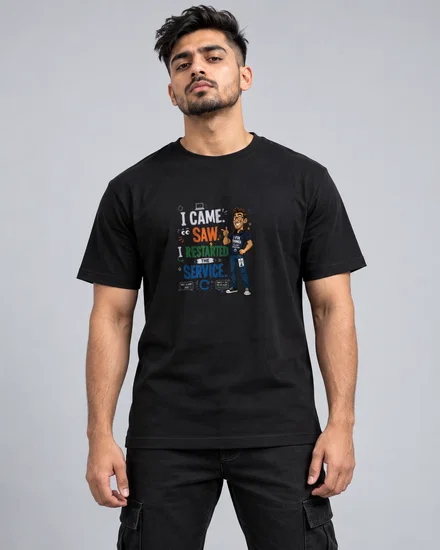 I came. I saw. I restarted the service printed T-shirt for men