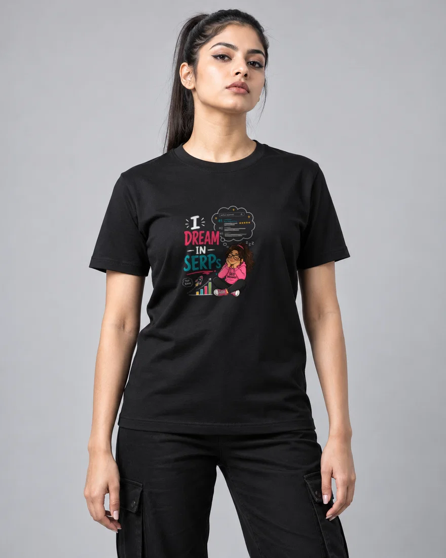 I Dream in SERPs printed T-shirt, black