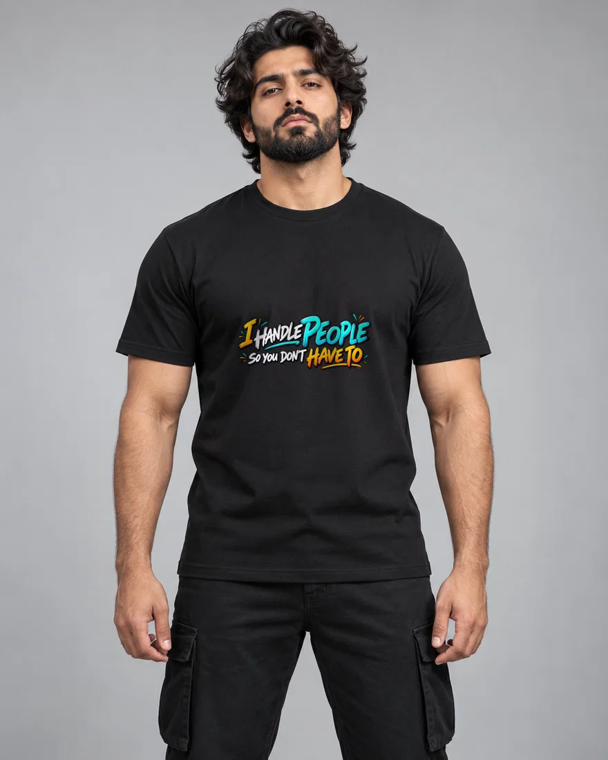 I Handle People So You Don't Have To printed T-shirt, black