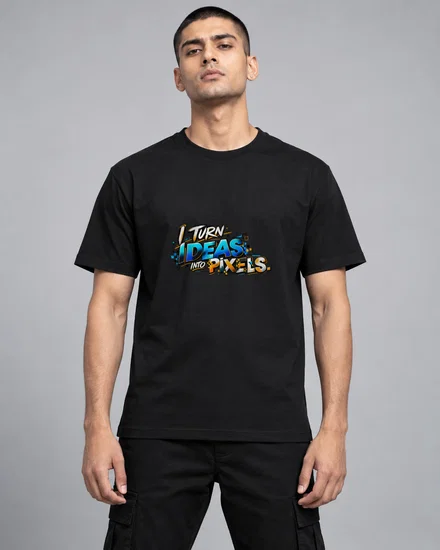 I Turn Ideas Into Pixels printed T-shirt for men