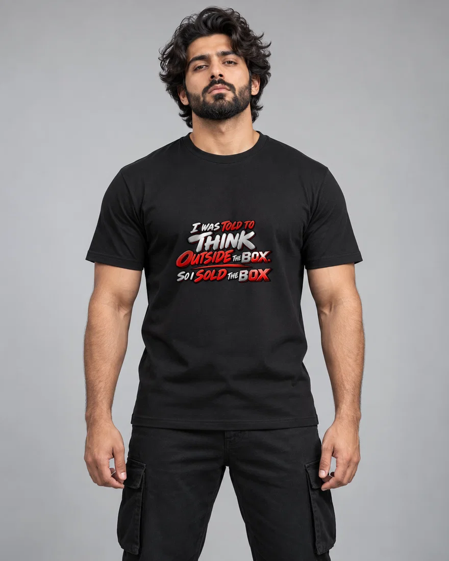 I Was Told To Think Outside The Box. So I Sold The Box printed T-shirt, black