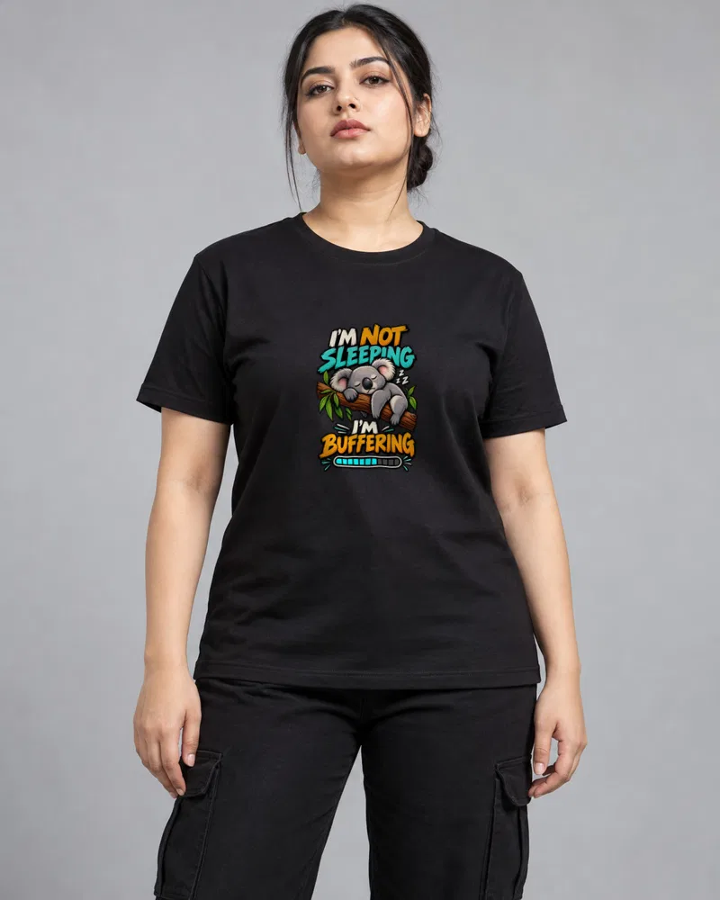 Im Buffering Koala printed T-shirt, black
