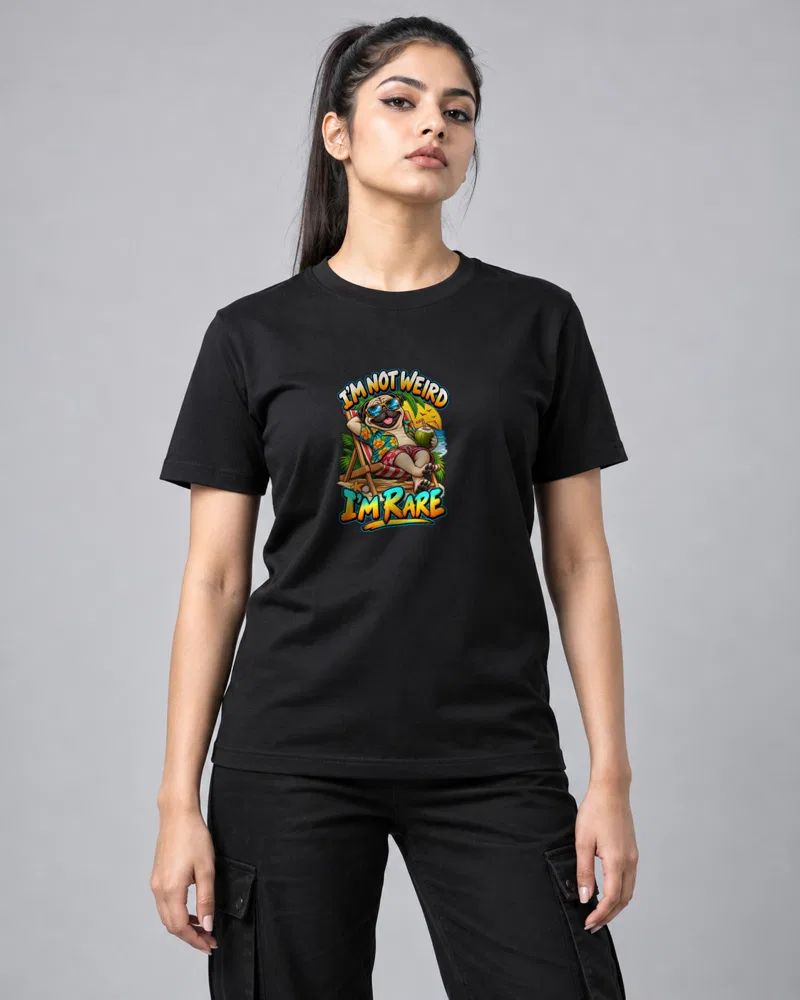 Im Rare Beach Pug printed T-shirt, black