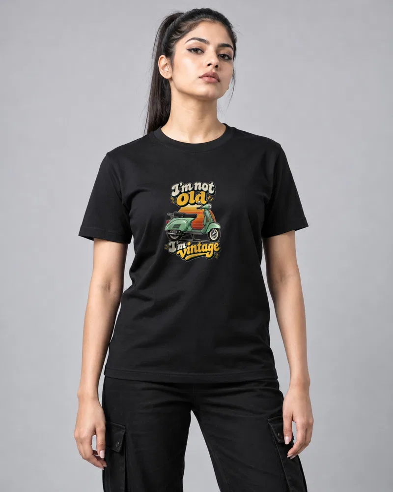 Im Vintage Mint Scooter printed T-shirt, black
