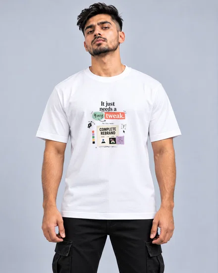 It just needs a tiny tweak. The tiny tweak complete rebrand printed T-shirt for men