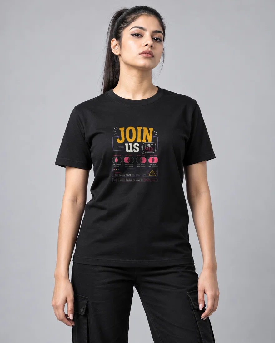JOIN us they said printed T-shirt, black