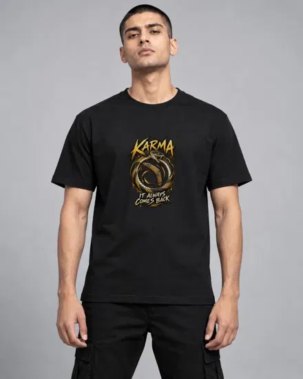 Karma Always Comes Back printed T-shirt for men