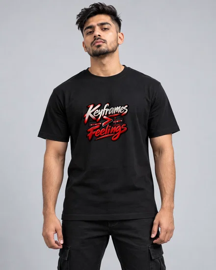 Keyframe Getter Then Feelings printed T-shirt for men