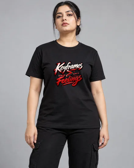 Keyframe Getter Then Feelings printed T-shirt for women