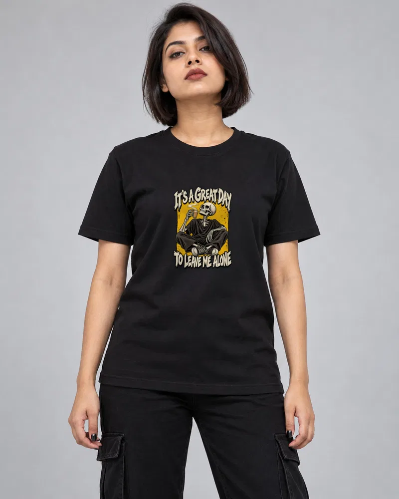 Leave Me Alone Chai Skeleton printed T-shirt, black